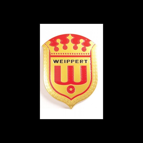 Wappen, Aluminium, groß, gold-rot, geprägt