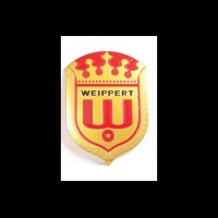 Wappen, Aluminium, groß, gold-rot, geprägt
