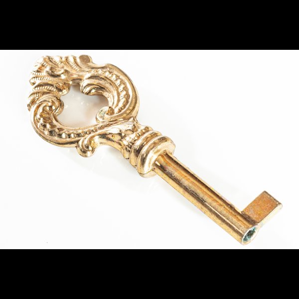 Möbelschlüssel mit Bart, Jugendstil, gold, flammenform
